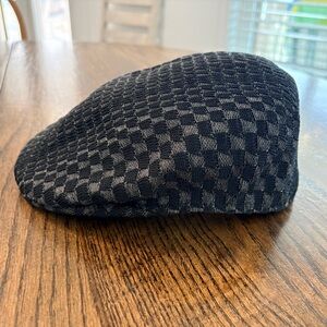 Kangol Black & Gray Check Newsboy Cabbie Taxi Cap